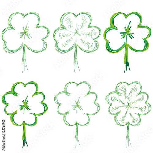 Set of clovers for St. Patrick`s day, vector illustration