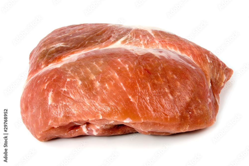 red raw meat  isolated on white background