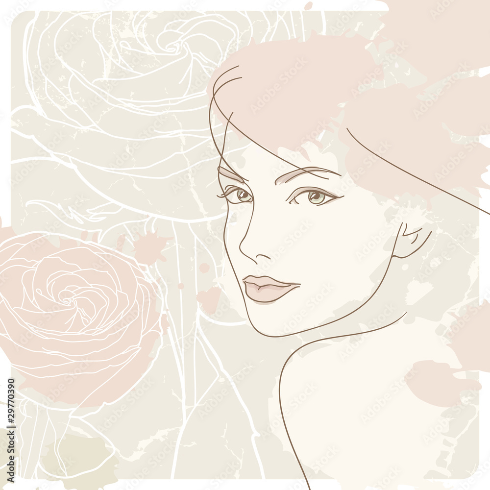 Woman and rose, background Woman and rose, background