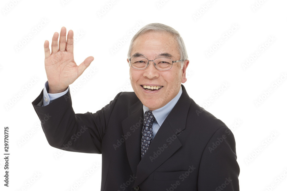 old Japanese male businessman greetings old Japanese male businessman greetings