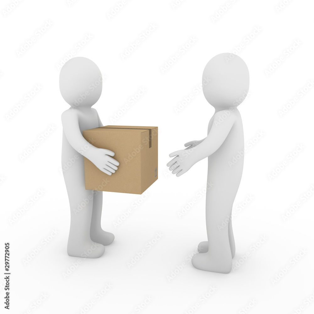 3d two human package shipping box 3d two human package shipping box