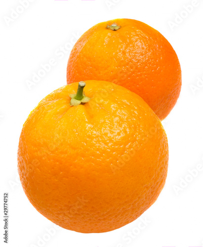 two oranges on a white background