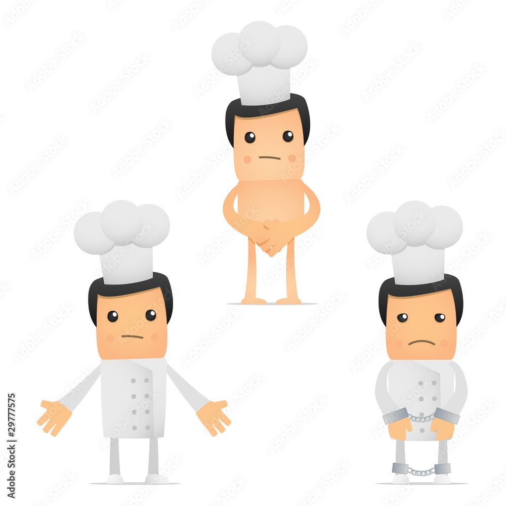 set of funny cartoon chef set of funny cartoon chef