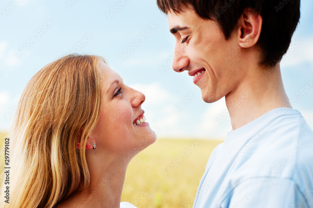profile portrait of happy couple profile portrait of happy couple