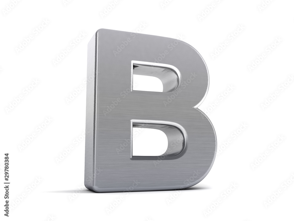 Letter B as brushed metal object over white Letter B as brushed metal object over white