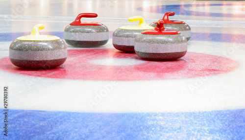 Vászonkép curling  stones in target