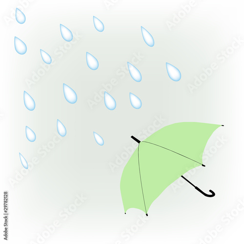 green umbrella and rain