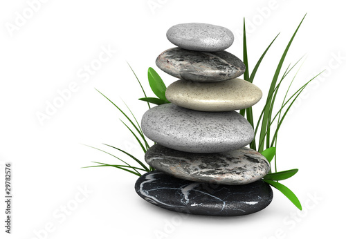 3d glossy gray stones on white background