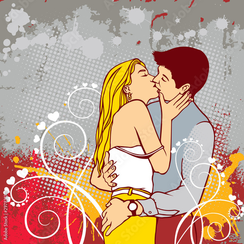 Passionately kissing couple