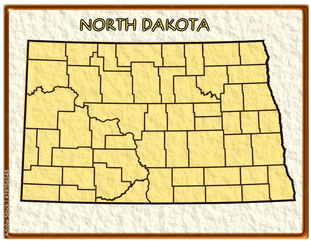 Obraz premium North Dakota USA state map seal emblem federal america