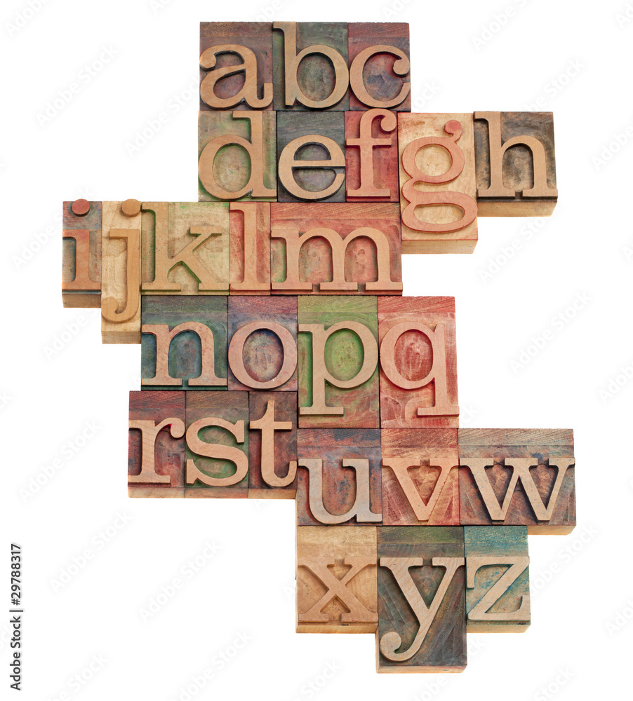 alphabet abstract in wooden fonts
