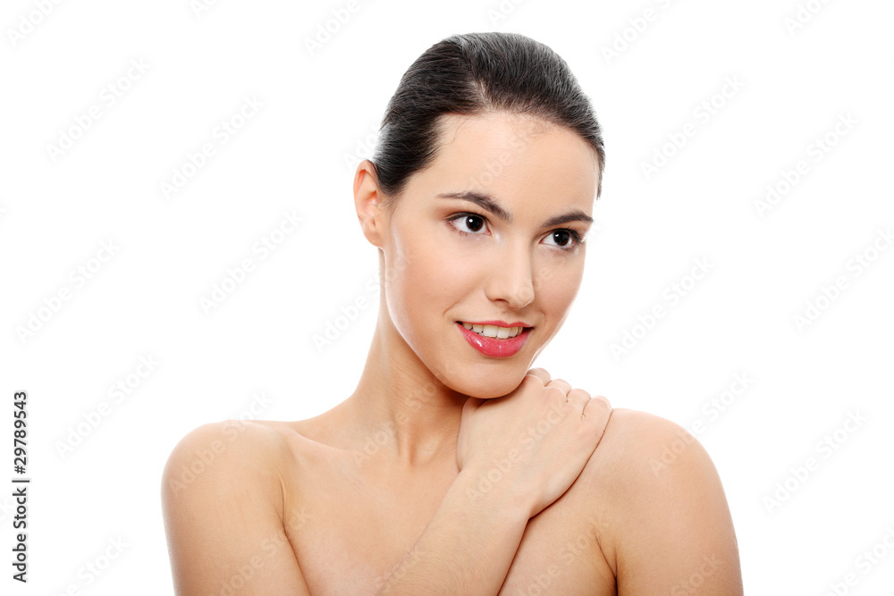 Close-up portrait of young beautiful woman face Close-up portrait of young beautiful woman face