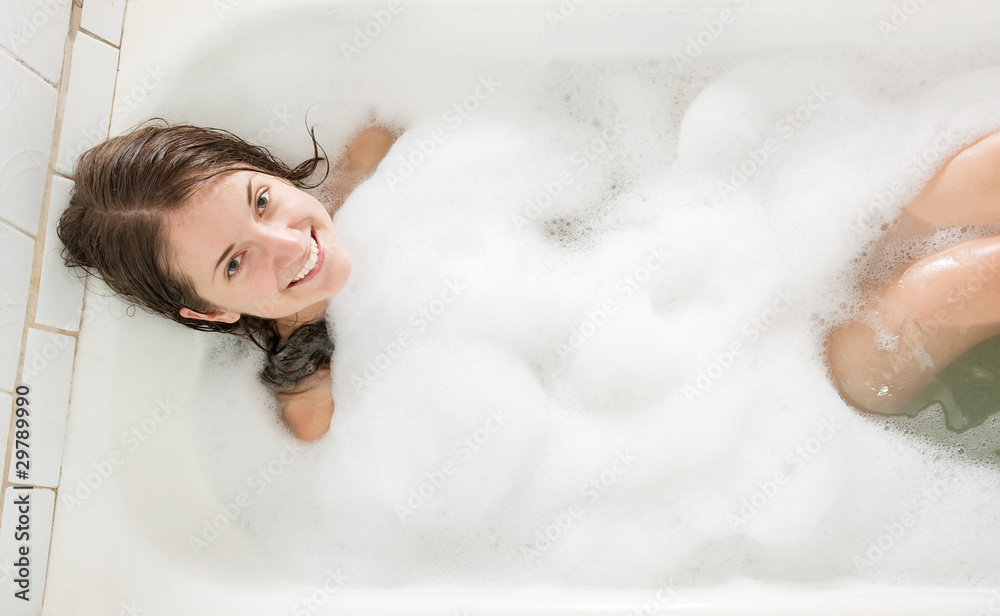 girl in a bath with foam girl in a bath with foam