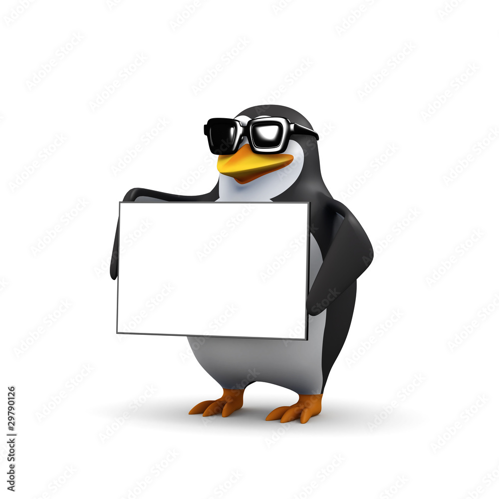 Obraz premium Penguin holds up a chart for you