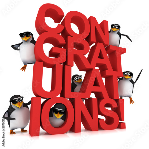 The 3d penguins would like to congratulate you