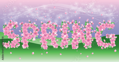 Spring Background with floral text. vector illustration