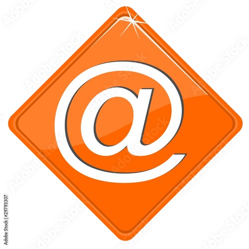 Orange sign with at icon