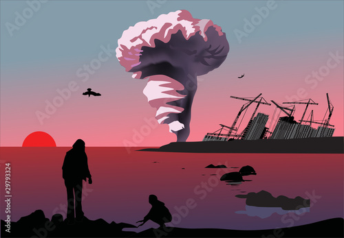 atomic explosion cloud near sea