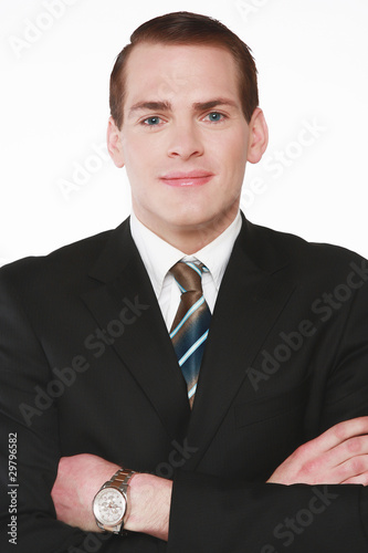 erfolg, manager,banker in siegespose photo
