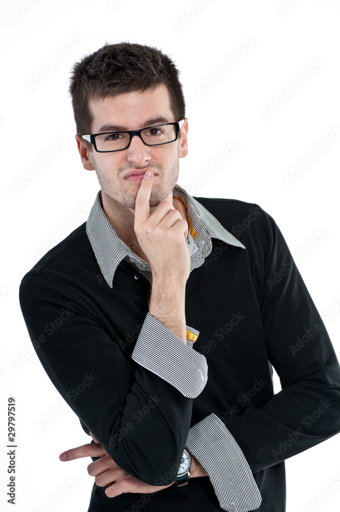 Portrait of a handsome young student isolated over white backgro Portrait of a handsome young student isolated over white backgro