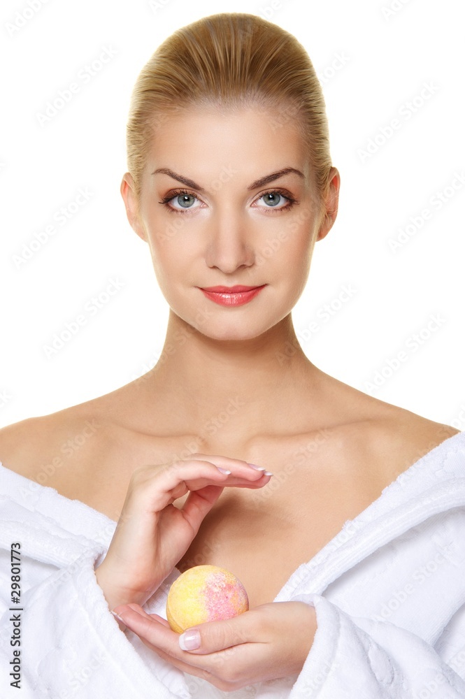 Beautiful young woman with aroma bath ball Beautiful young woman with aroma bath ball