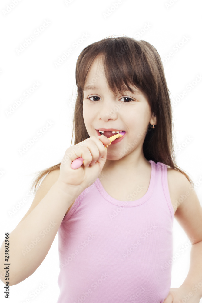Healthy Teeth. Little Girl brushing her teeth Healthy Teeth. Little Girl brushing her teeth