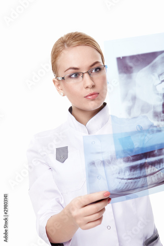 Attractive doctor with x-ray