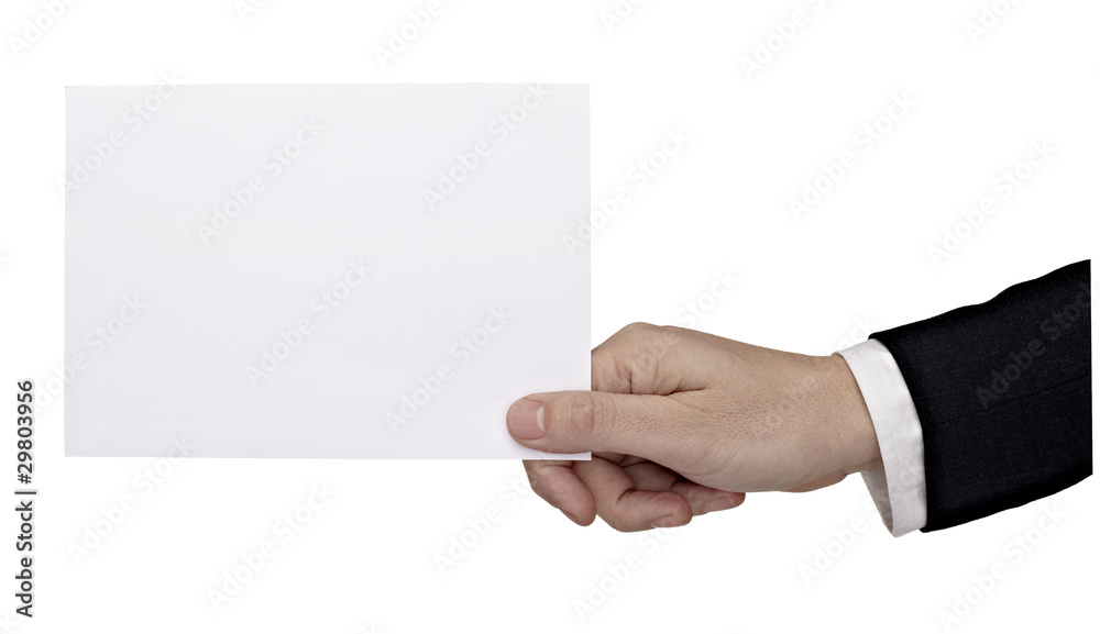 hand holding blank message note