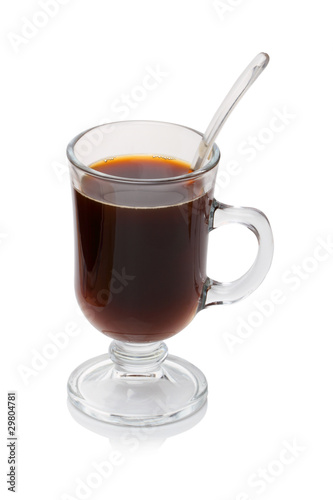 Black coffee in a glass goblet