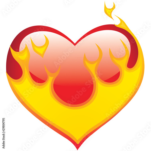 coeur enflammé, heart in flames