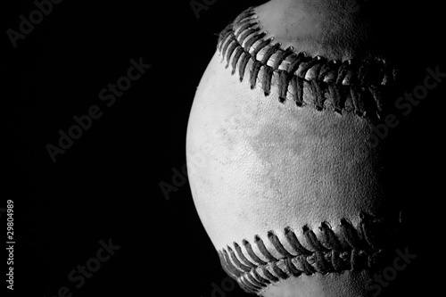 Black and white partial baseball