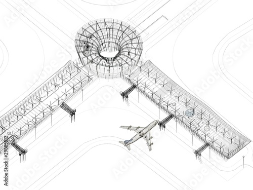 Obraz na plátně aeroporto illustrazione rendering 3d