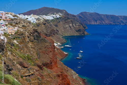 Harbor in Santorini with yachts