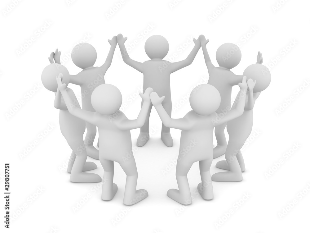Conceptual image of teamwork. Isolated 3D on white Conceptual image of teamwork. Isolated 3D on white