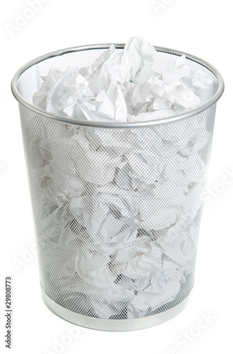 Wire Mesh Trash Can on White