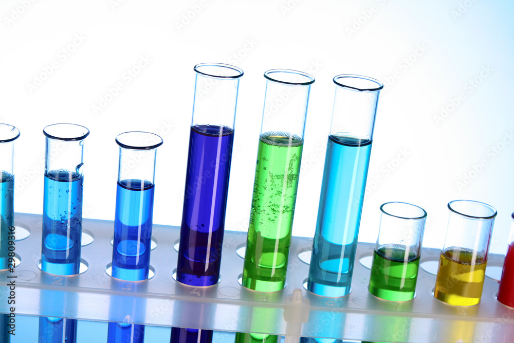 Test tubes on blue background Test tubes on blue background