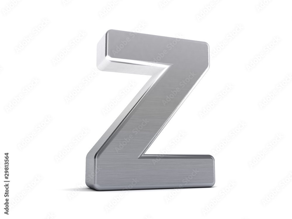 Letter Z as brushed metal object over white Letter Z as brushed metal object over white