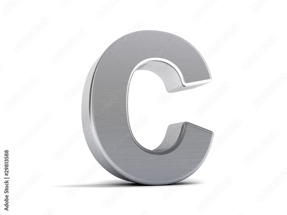 Letter C as brushed metal object over white Letter C as brushed metal object over white