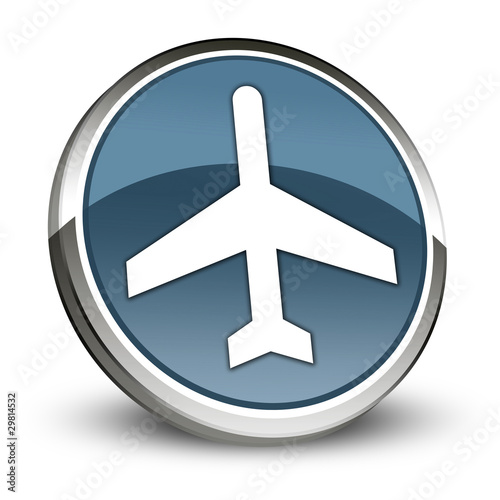 Dark Blue 3D Style Icon "Airport / Airplane"