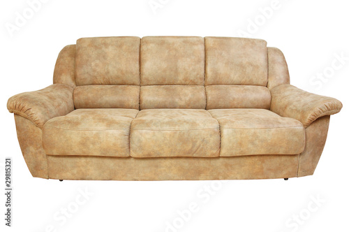 Brown leather sofa isolated on a white background