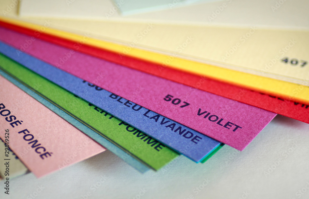 Color paper samples in various Color paper samples in various