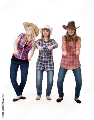 Three girls in hats