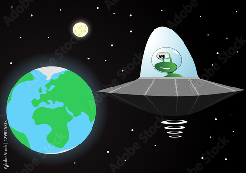 vector illustration of an alien in a spaceship