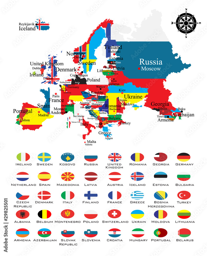 Obraz premium Outline maps of the countries