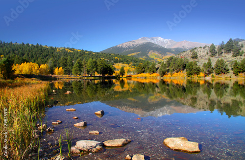 Scenic O Haver lake in Colorado in Autumn time