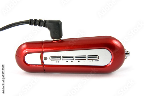 Obraz na płótnie red portable mp3 player on white background