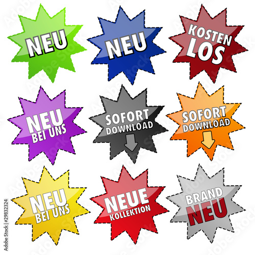 Buttonset Neu bunte Sterne