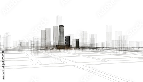 citt   grattacieli illustrazione rendering 3d
