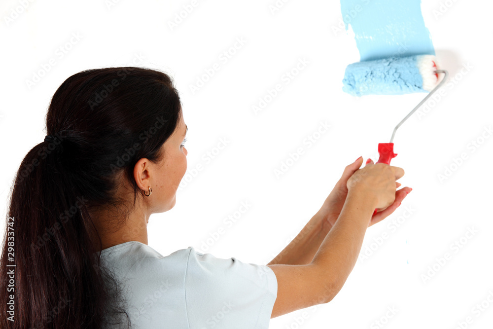 roller in woman hand