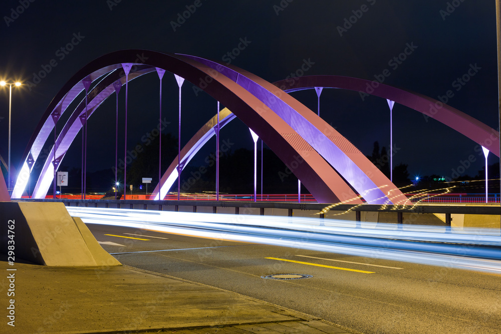 Pink Road Bridge at Night